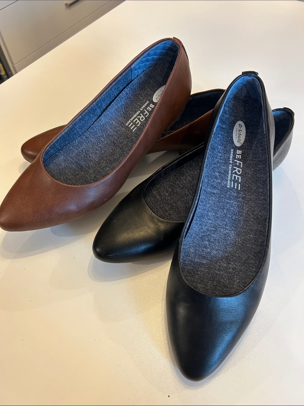 Dr. Scholl's Pointed Toe Slip-On Flats in Black and Brown
